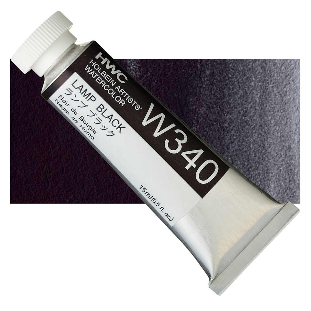 Open in modal - Holbein Artists' Watercolor - Lamp Black, 15 ml tube and swatch
