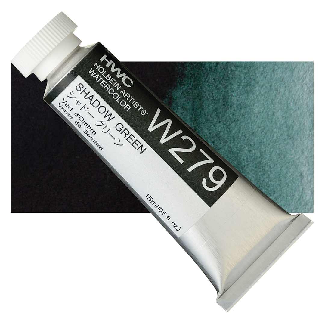 Open in modal - Holbein Artists' Watercolor - Shadow Green, 15 ml tube and swatch