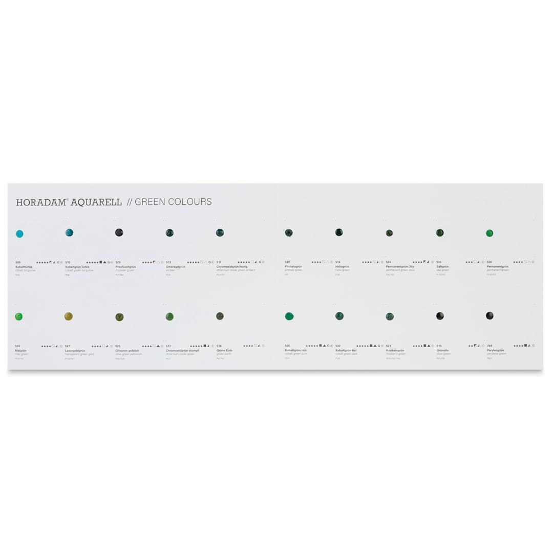 Open in modal - Schmincke Horadam Aquarell Artist Watercolor - 20 Green Colors Dot Card