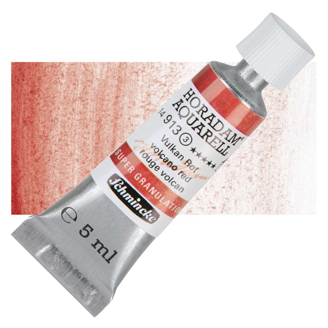 Open in modal - Schmincke Horadam Aquarell Artist Watercolor - Volcano Red, 5 ml tube and swatch