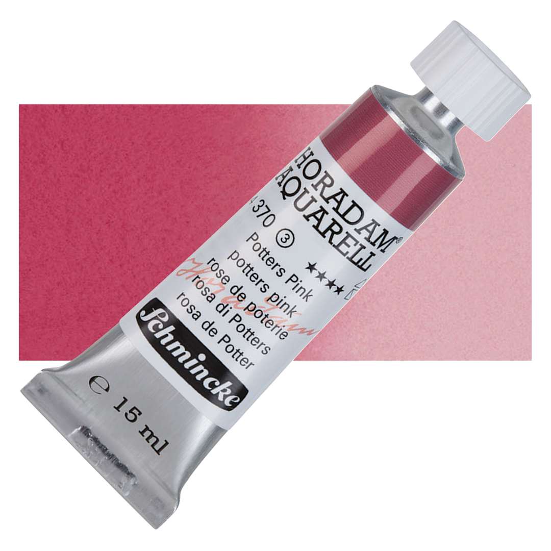Open in modal - Schmincke Horadam Aquarell Artist Watercolor - Potters Pink, 15 ml tube and swatch
