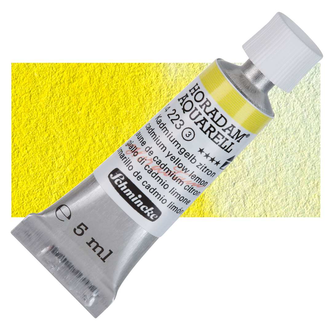 Open in modal - Schmincke Horadam Aquarell Artist Watercolor - Cadmium Yellow Lemon, 5 ml tube and swatch