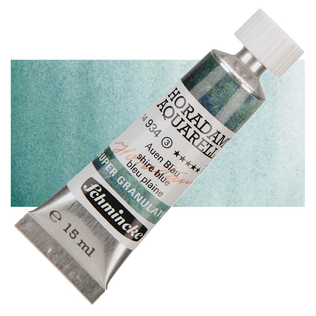 Open in modal - Schmincke Horadam Aquarell Artist Watercolor - Shire Blue, Supergranulation, 15 ml, Tube and swatch