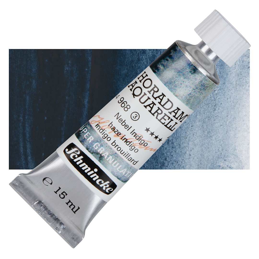 Open in modal - Schmincke Horadam Aquarell Artist Watercolor - Haze Indigo, 15 ml tube and swatch
