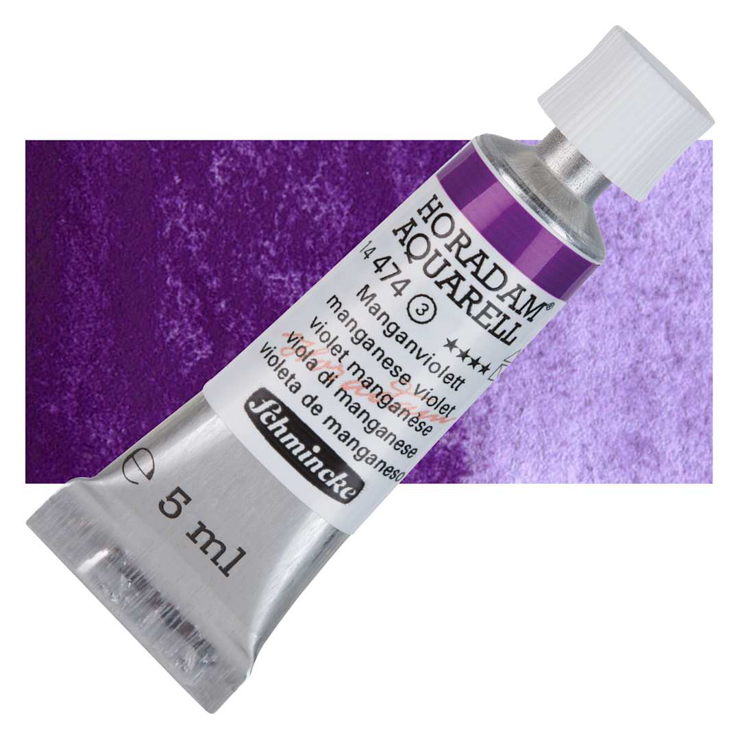 Open in modal - Schmincke Horadam Aquarell Watercolor - Manganese Violet, 5 ml tube and swatch