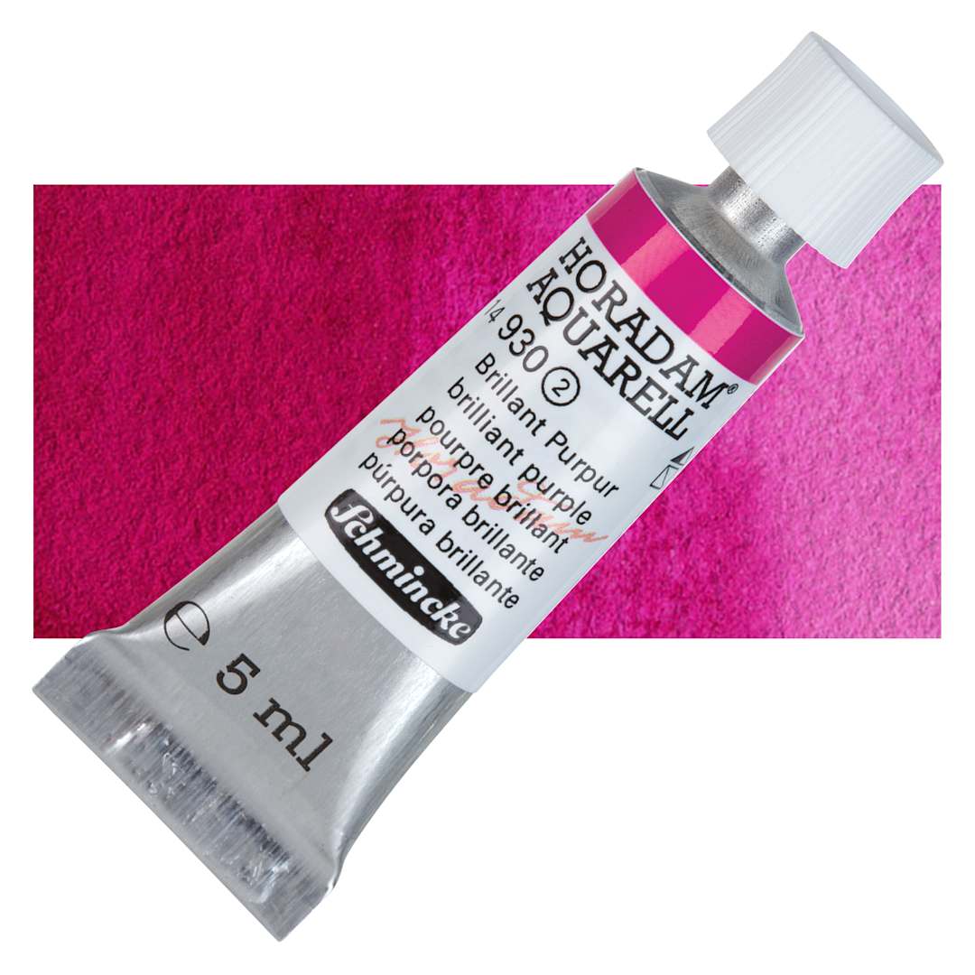Open in modal - Schmincke Horadam Aquarell Artist Watercolor - Brilliant Purple, 5 ml tube and swatch