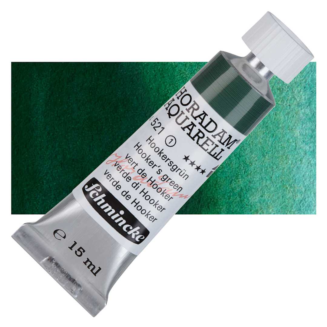 Open in modal - Schmincke Horadam Aquarell Watercolor - Hooker's Green, 15 ml tube and swatch
