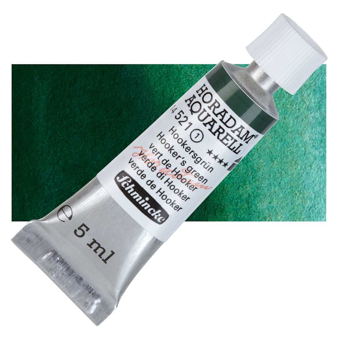 Open in modal - Schmincke Horadam Aquarell Watercolor - Hooker's Green, 5 ml tube and swatch