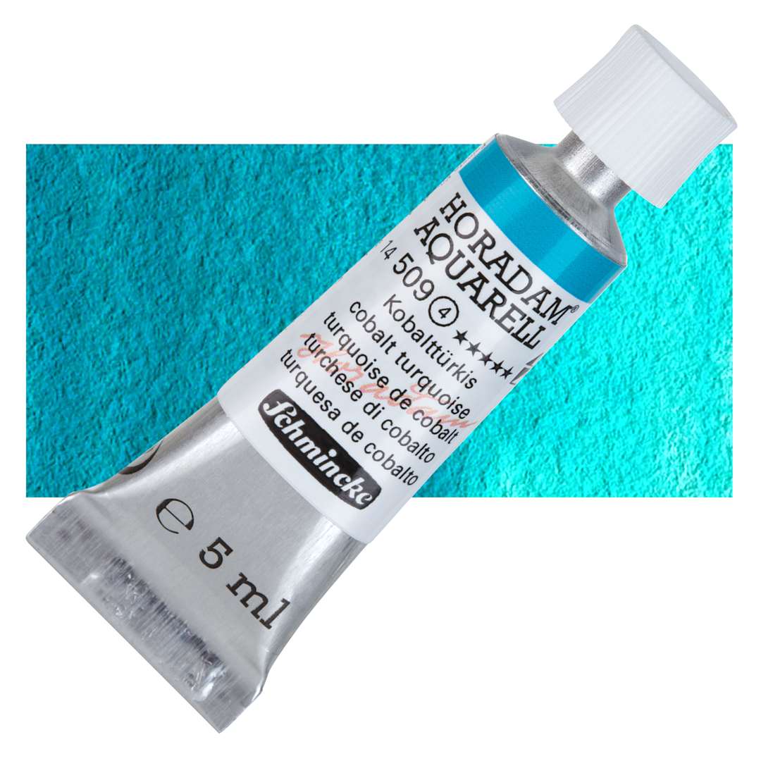 Open in modal - Schmincke Horadam Aquarell Watercolor - Cobalt Turquoise, 5 ml tube and swatch
