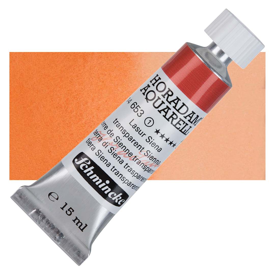 Open in modal - Schmincke Horadam Aquarell Watercolor - Transparent Sienna, 15 ml tube and swatch