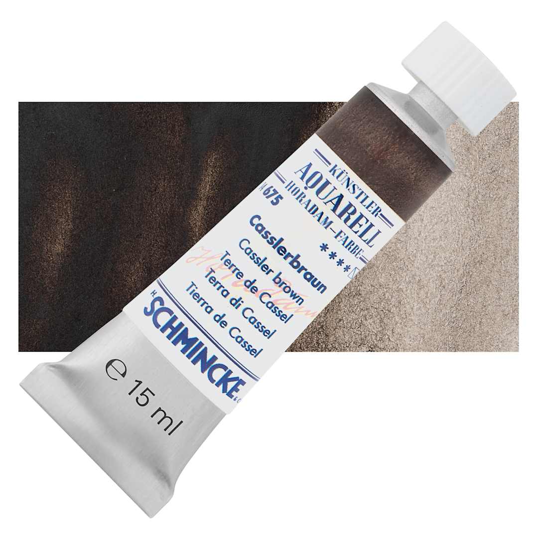 Open in modal - Schmincke Horadam Aquarell Artist Watercolor - Cassler Brown, 15 ml tube and swatch