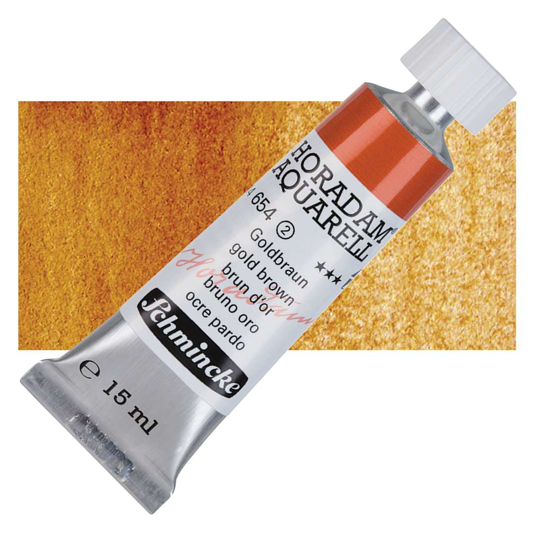 Open in modal - Schmincke Horadam Aquarell Artist Watercolor - Gold Brown, 15 ml tube and swatch