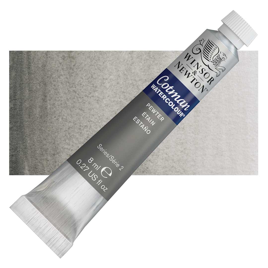Open in modal - Winsor & Newton Cotman Watercolor - Pewter, 8 ml, Tube and swatch