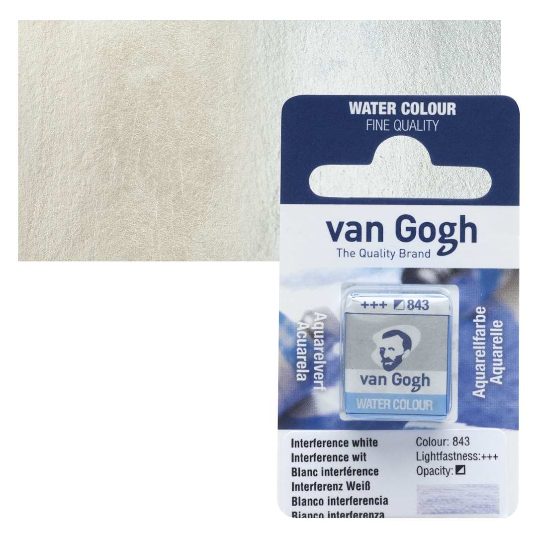 Open in modal - Van Gogh Watercolor Half Pan - Interference White pan and swatch
