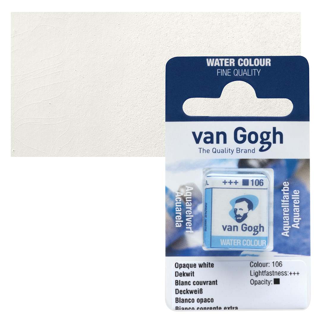 Open in modal - Van Gogh Watercolor Half Pan - Opaque White pan and swatch