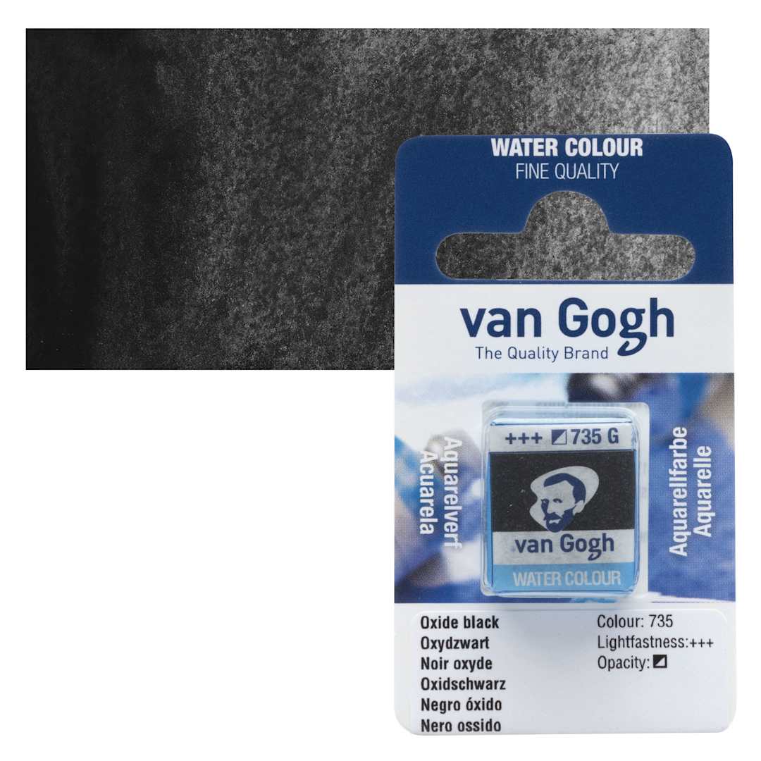 Open in modal - Van Gogh Watercolor Half Pan - Oxide Black pan and swatch