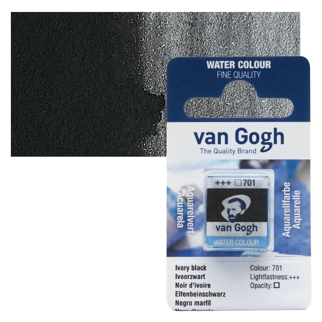 Open in modal - Van Gogh Watercolor Half Pan - Ivory Black pan and swatch