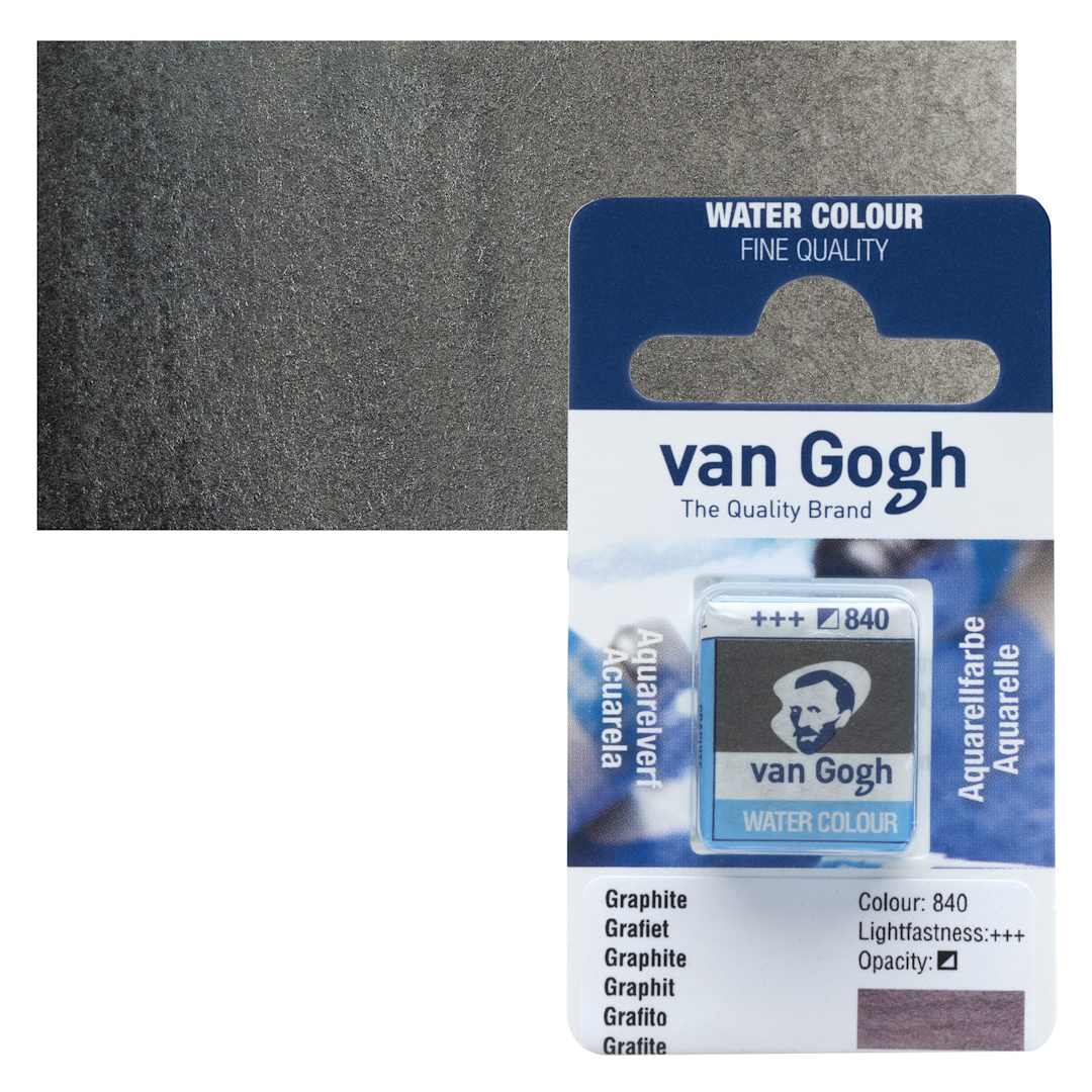 Open in modal - Van Gogh Watercolor Half Pan - Graphite pan and swatch