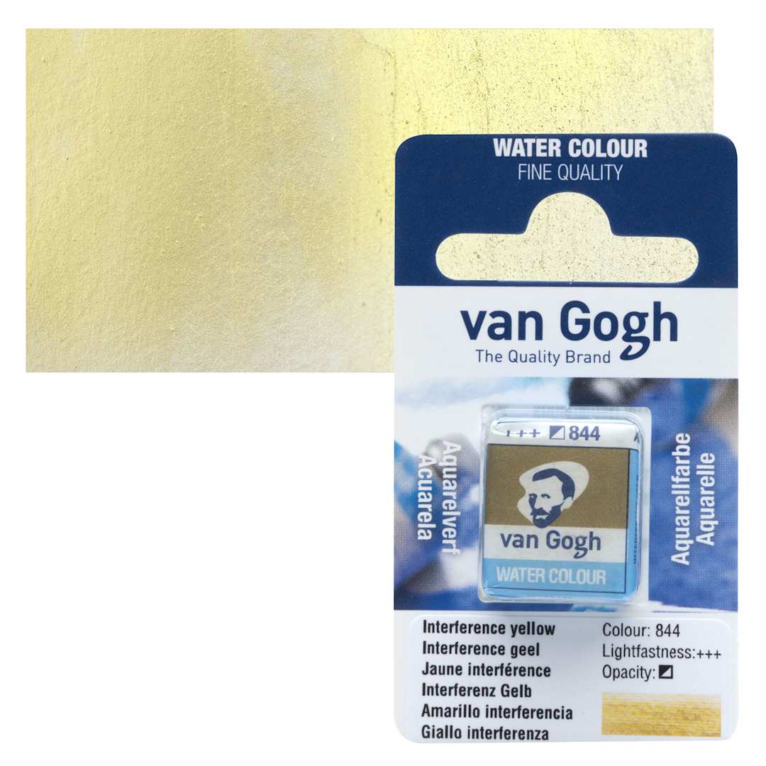 Open in modal - Van Gogh Watercolor Half Pan - Interference Yellow pan and swatch