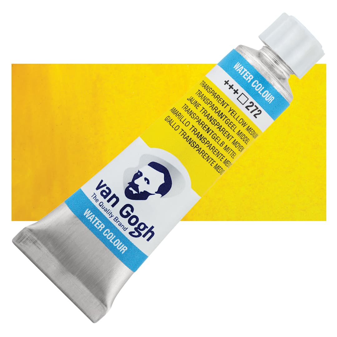Open in modal - Van Gogh Watercolor - Transparent Yellow Medium, 10 ml tube and swatch