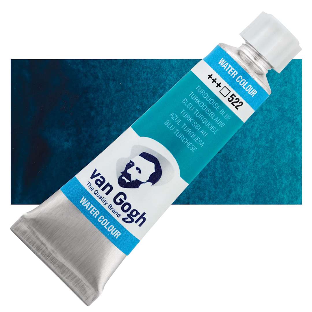 Open in modal - Van Gogh Watercolor - Turquoise Blue, 10 ml tube and swatch