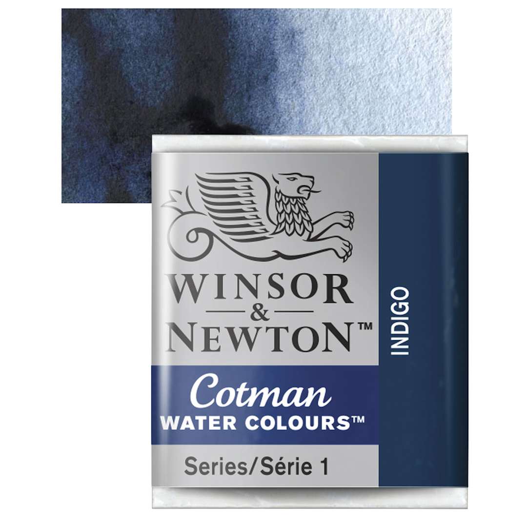 Open in modal - Winsor & Newton Cotman Watercolor Half Pan - Indigo and swatch