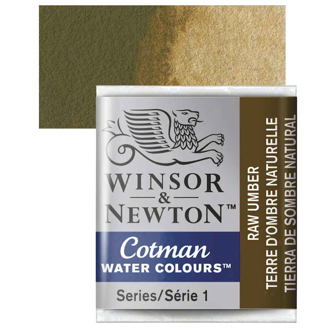 Open in modal - Winsor & Newton Cotman Watercolor Half Pan - Raw Umber and swatch