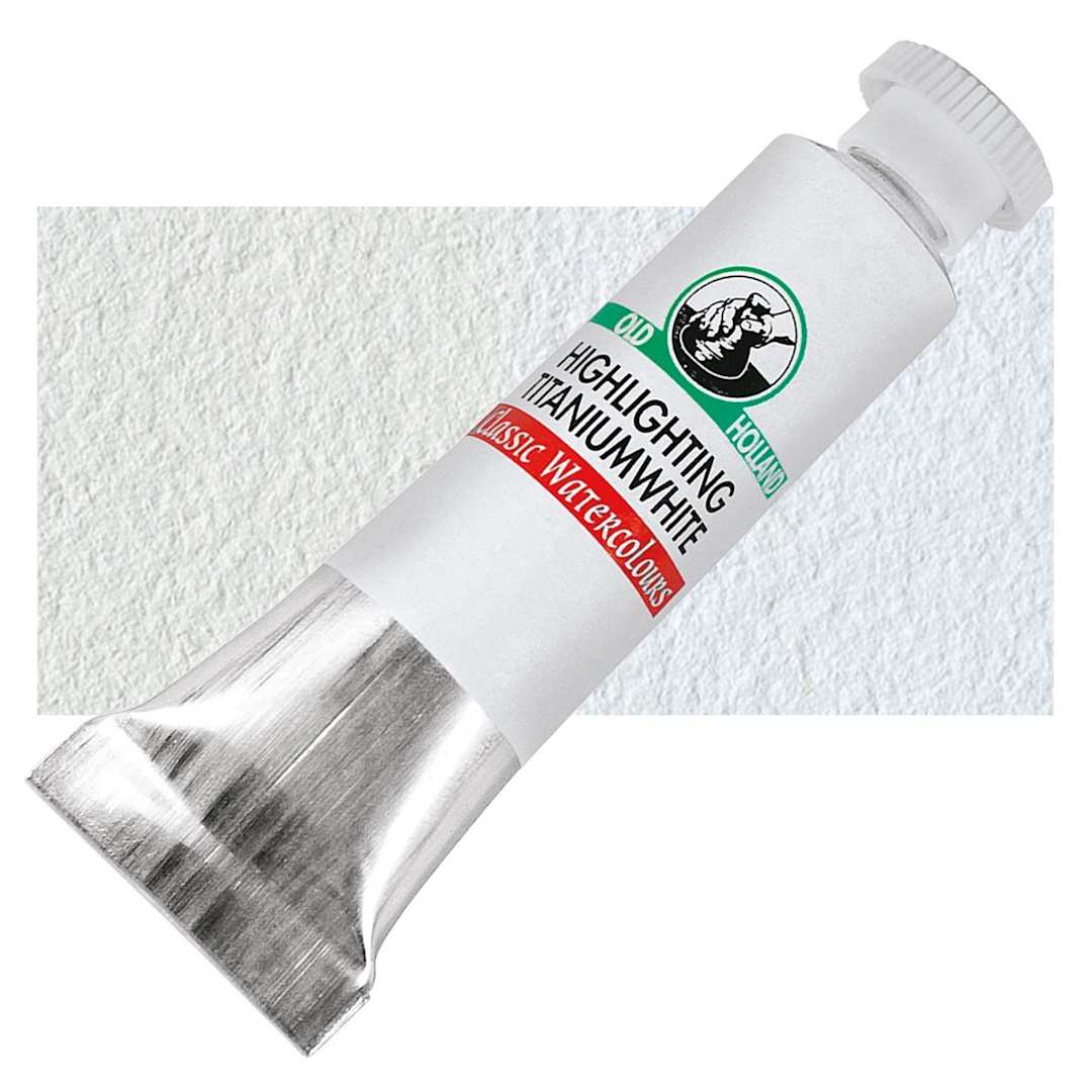 Open in modal - Old Holland Classic Artist Watercolor - Titanium White, 6 ml tube and swatch