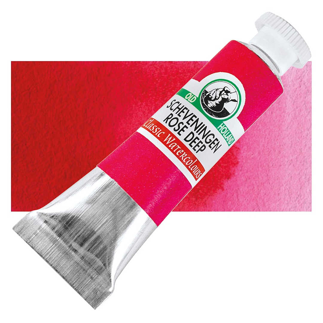 Open in modal - Old Holland Classic Artist Watercolor - Scheveningen Rose Deep, 6 ml tube and swatch