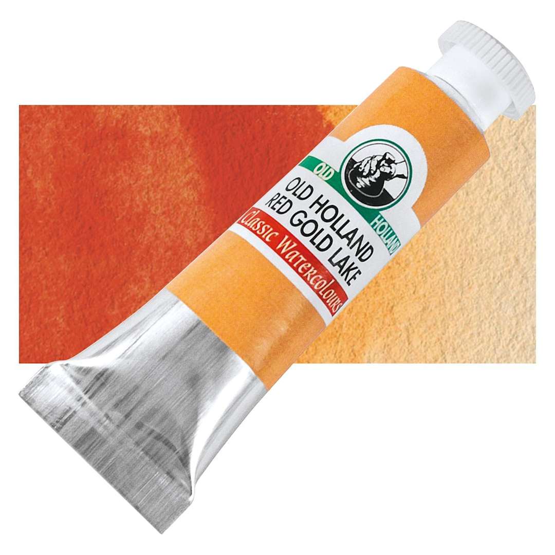 Open in modal - Old Holland Classic Artist Watercolor - Old Holland Red Gold Lake, 6 ml tube and swatch