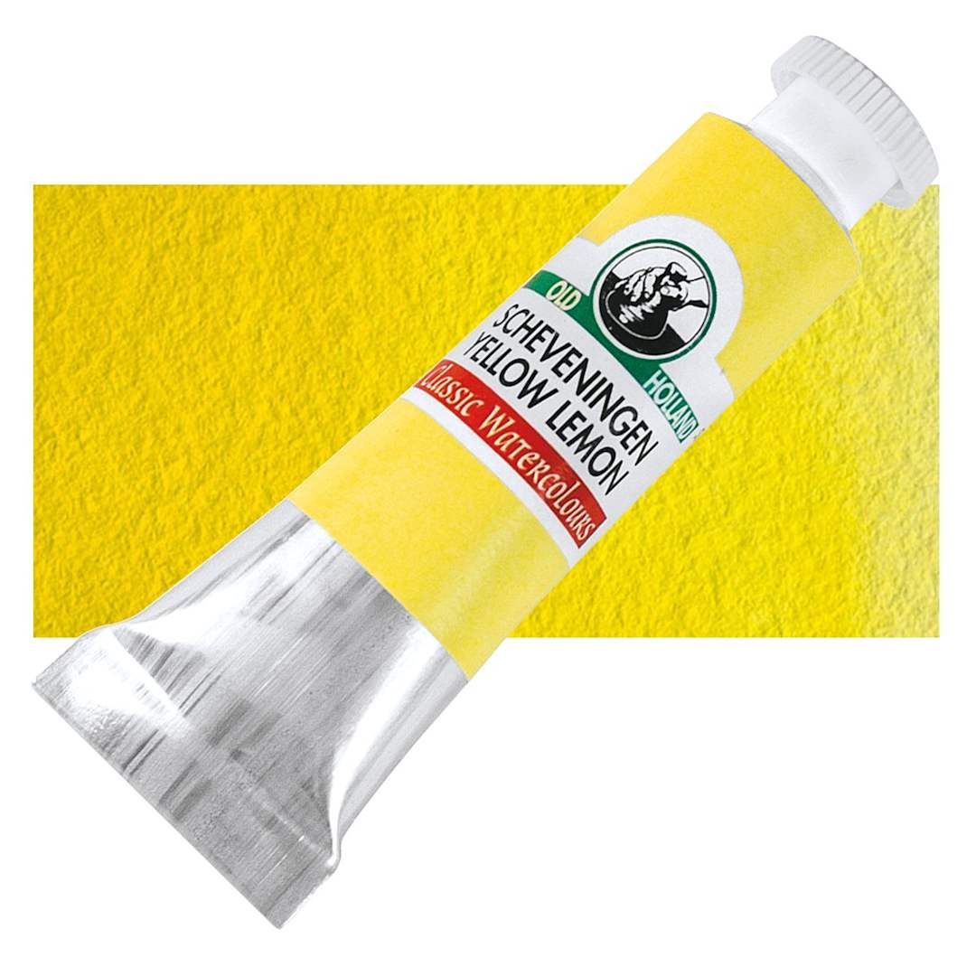 Open in modal - Old Holland Classic Artist Watercolor - Scheveningen Yellow Lemon, 6 ml tube and swatch