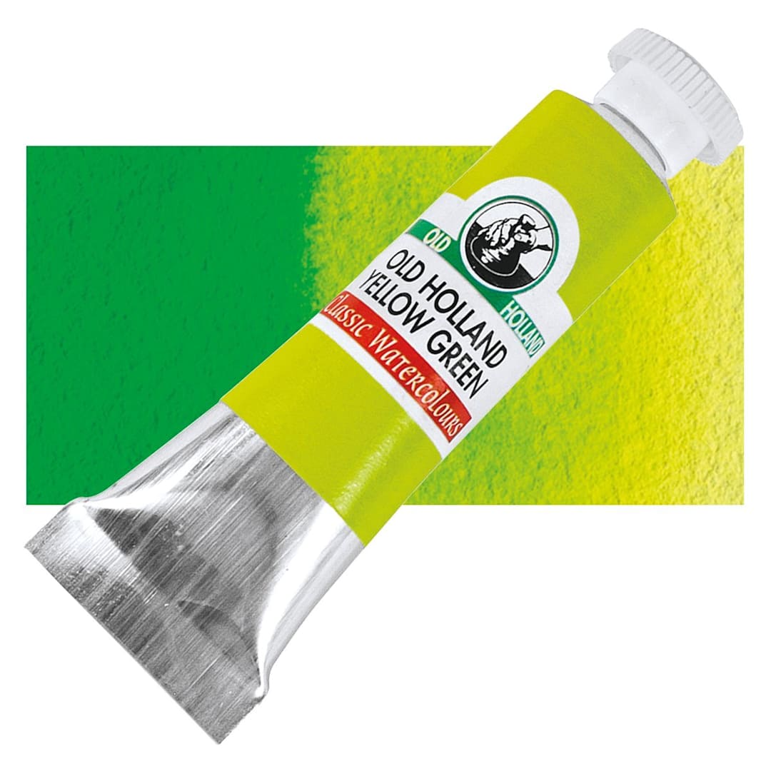 Open in modal - Old Holland Classic Artist Watercolor - Old Holland Yellow Green, 6 ml tube and swatch