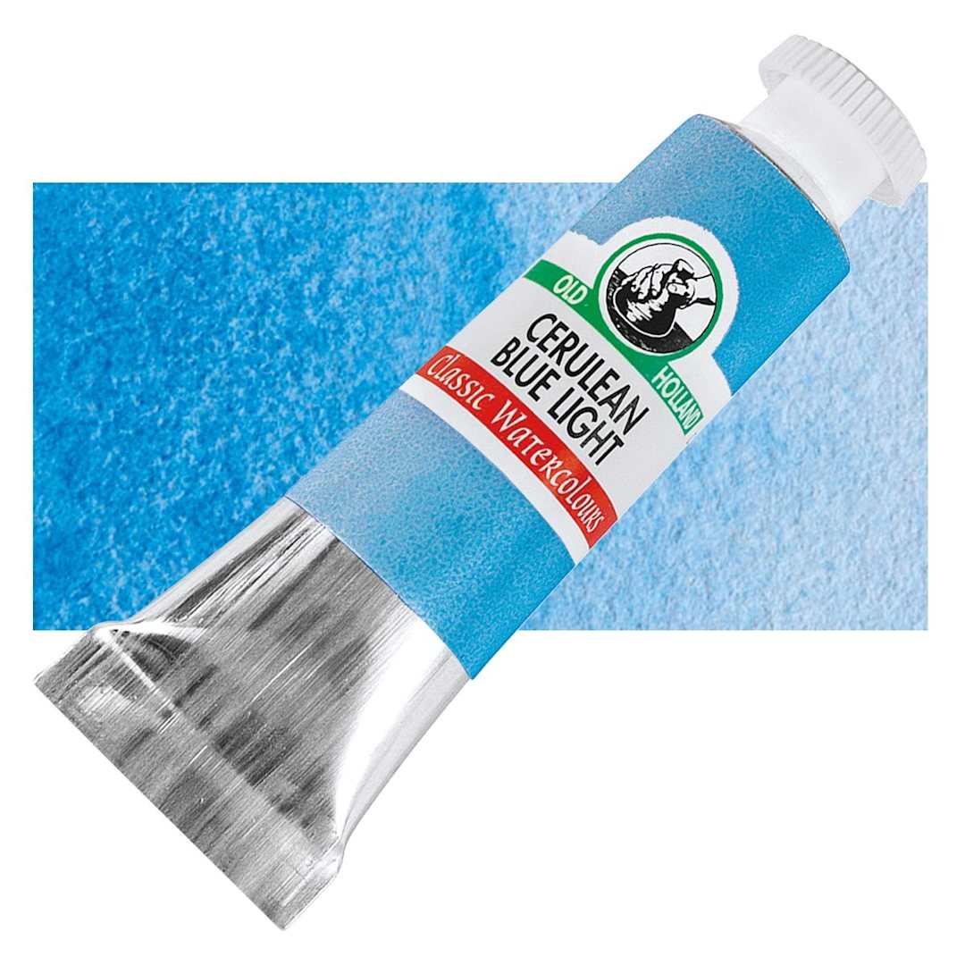 Open in modal - Old Holland Classic Artist Watercolor - Cerulean Blue Light, 6 ml tube and swatch
