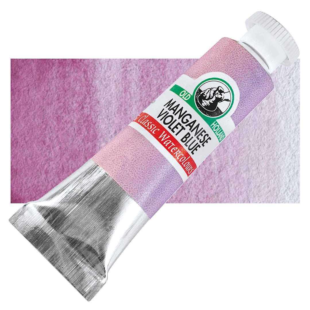 Open in modal - Old Holland Classic Artist Watercolor - Manganese Violet-Blue, 6 ml tube and swatch