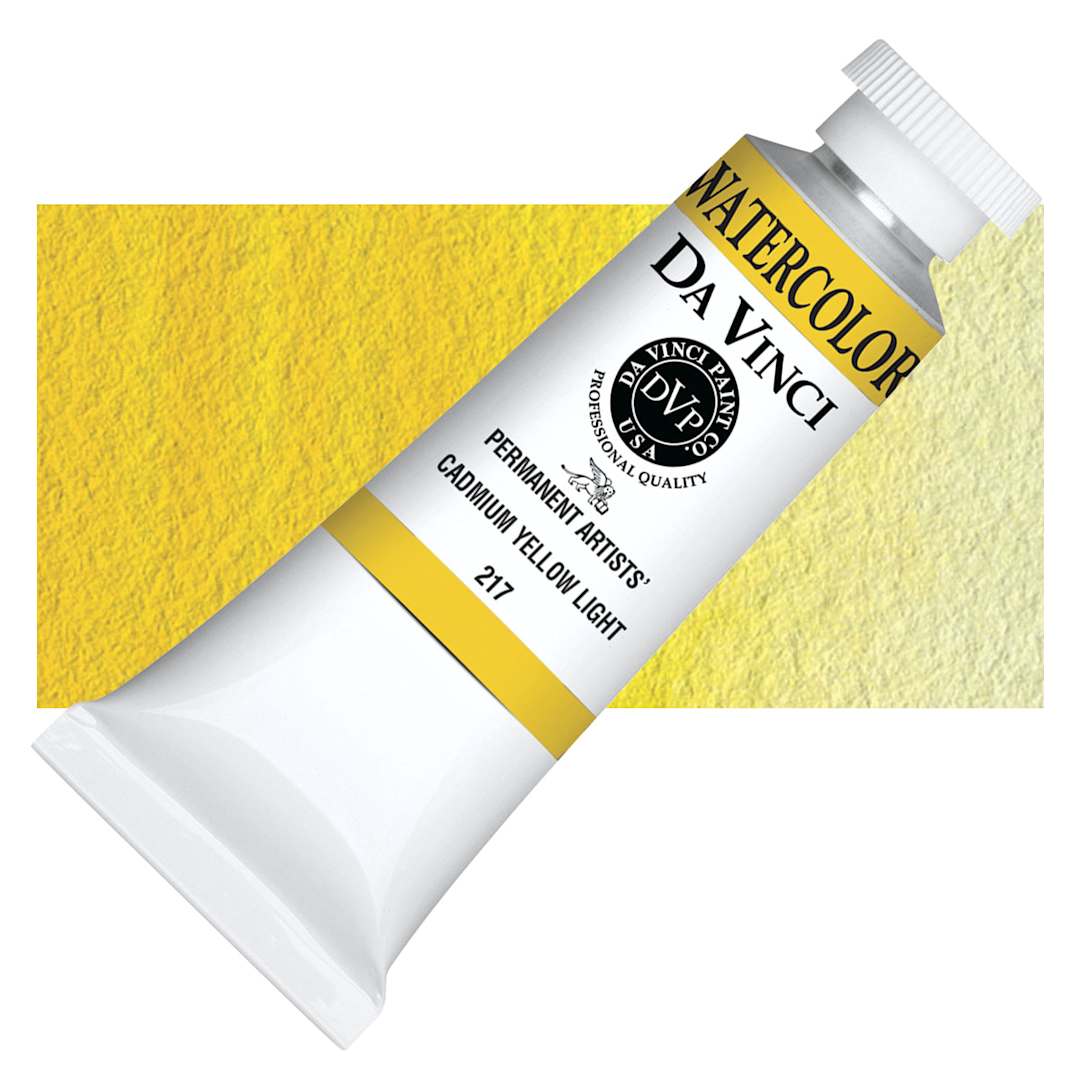 Open in modal - Da Vinci Artists' Permanent Watercolor - Cadmium Yellow Light, 37 ml tube and swatch