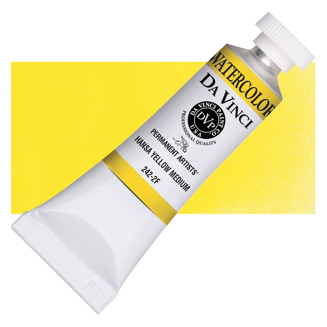 Open in modal - Da Vinci Artists' Permanent Watercolor - Hansa Yellow Medium, 15 ml tube and swatch
