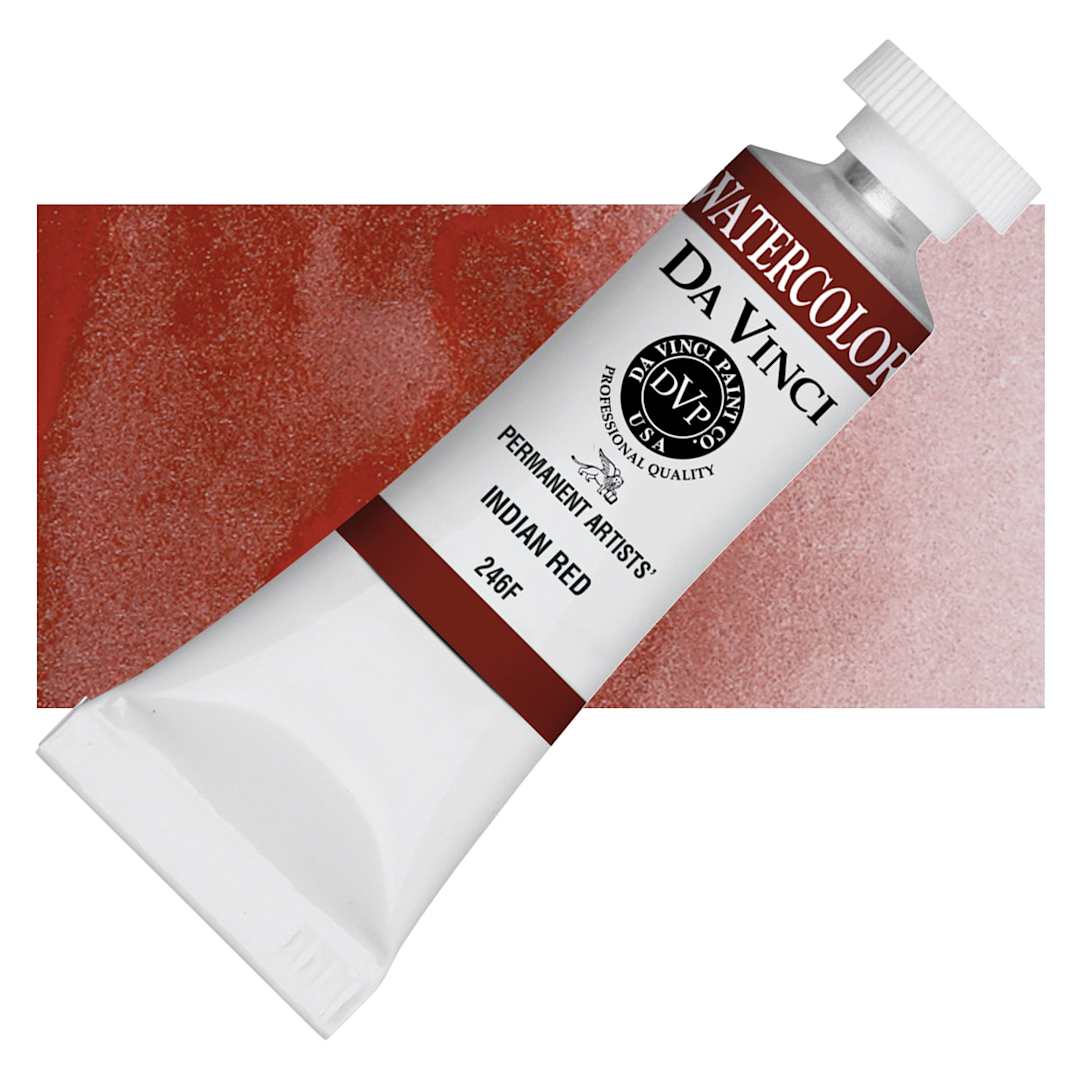 Open in modal - Da Vinci Artists' Permanent Watercolor - Indian Red, 15 ml tube and swatch