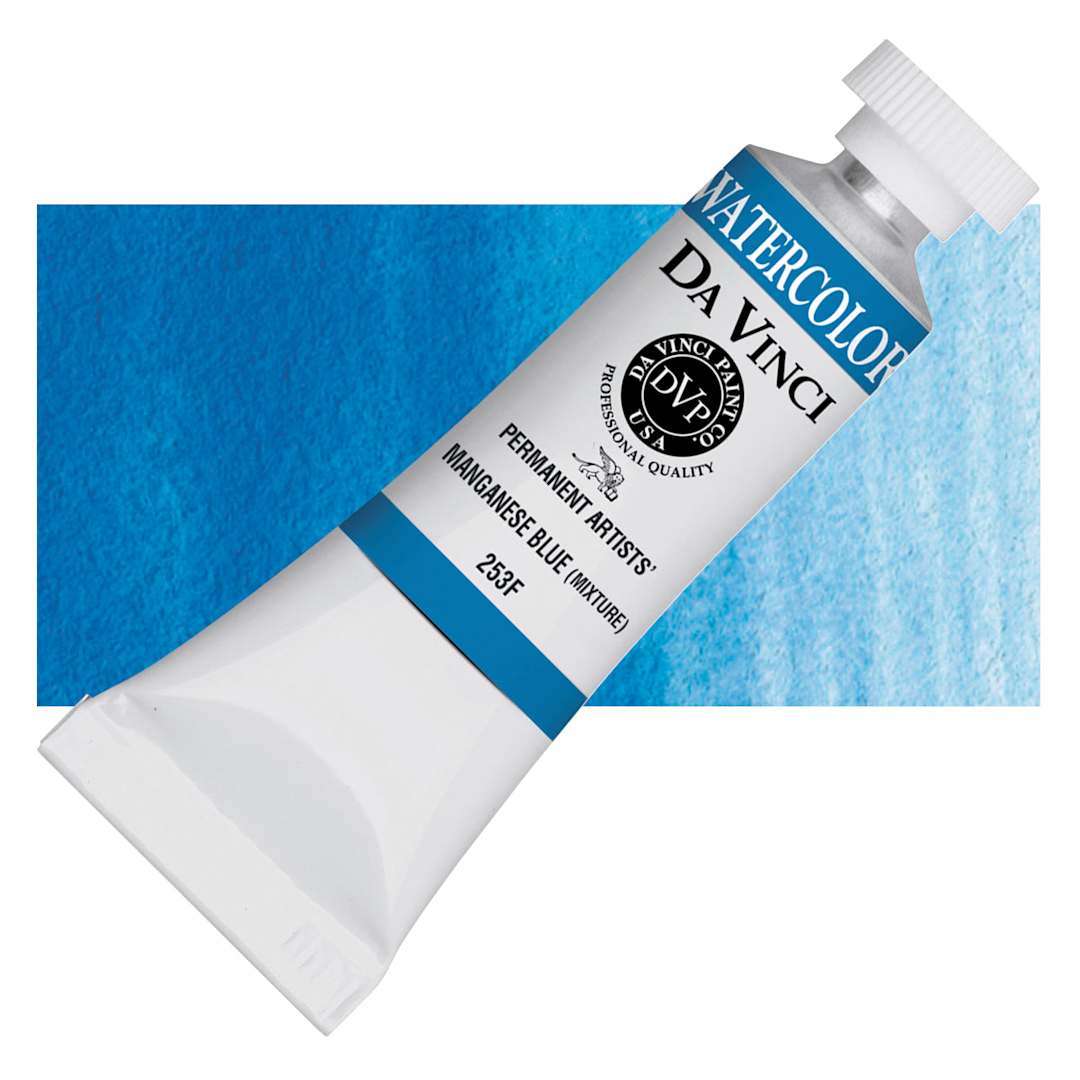 Open in modal - Da Vinci Artists' Permanent Watercolor - Manganese Blue Mixture (CL), 15 ml tube and swatch