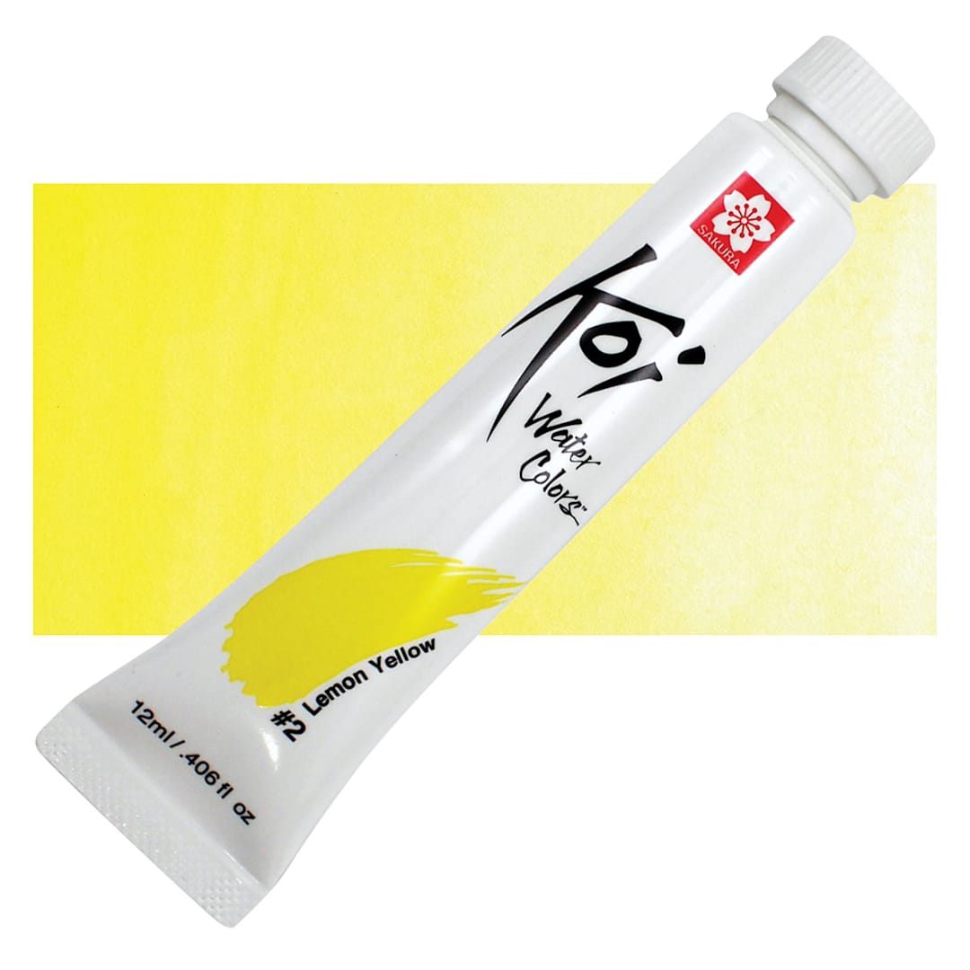 Open in modal - Sakura Koi Watercolor - Lemon Yellow, 12 ml Tube and swatch