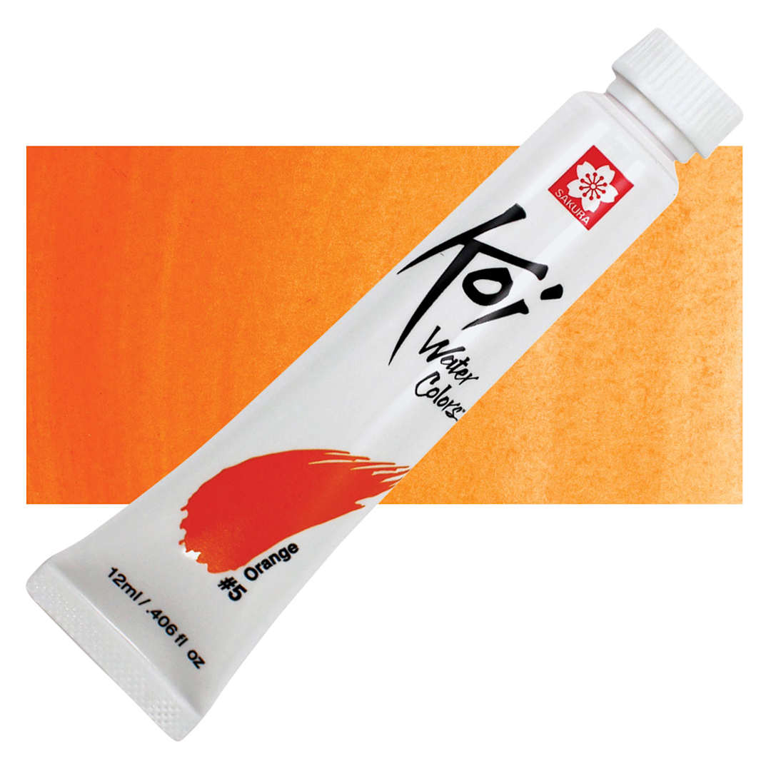 Open in modal - Sakura Koi Watercolor - Orange, 12 ml Tube and swatch