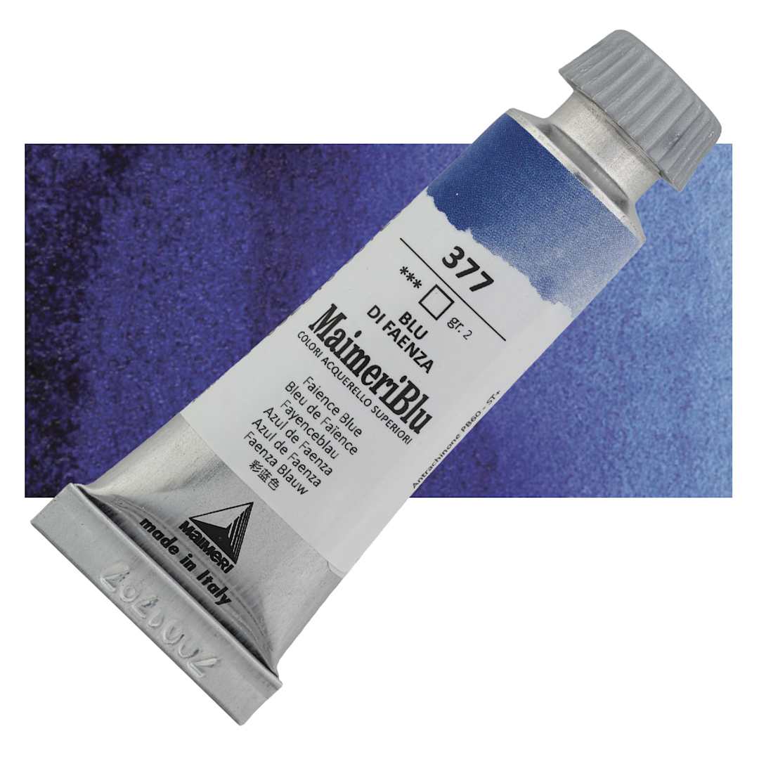 Open in modal - Maimeri Blu Artist Watercolor - Faience Blue, 12 ml Tube and swatch