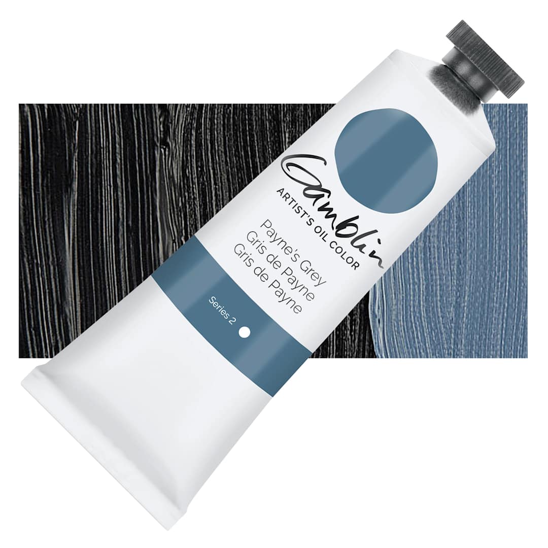 Open in modal - Gamblin Artist's Oil Color - Payne's Grey, 37 ml tube and swatch