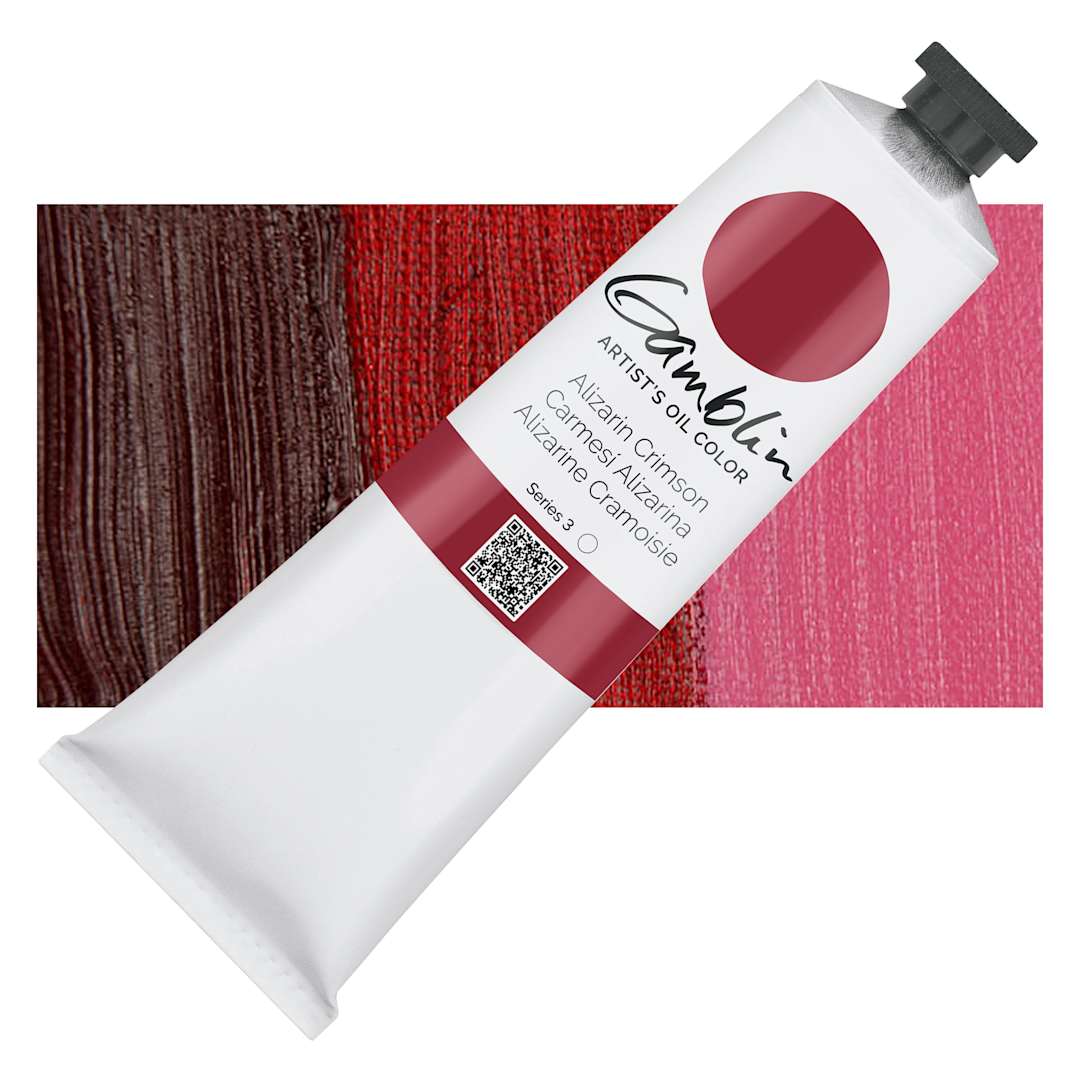 Open in modal - Gamblin Artist's Oil Color - Alizarin Crimson, 150 ml tube and swatch
