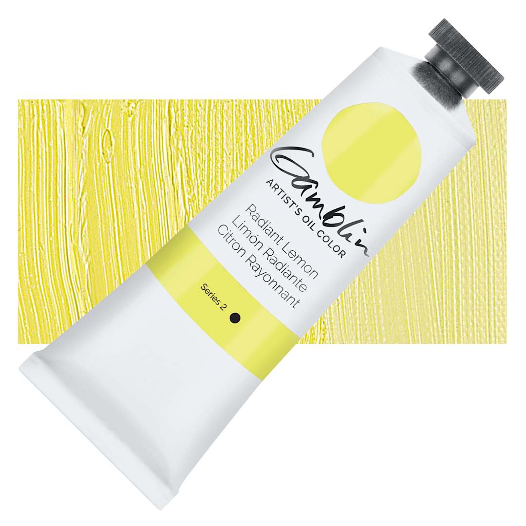 Open in modal - Gamblin Artist's Oil Color - Radiant Lemon, 37 ml tube and swatch