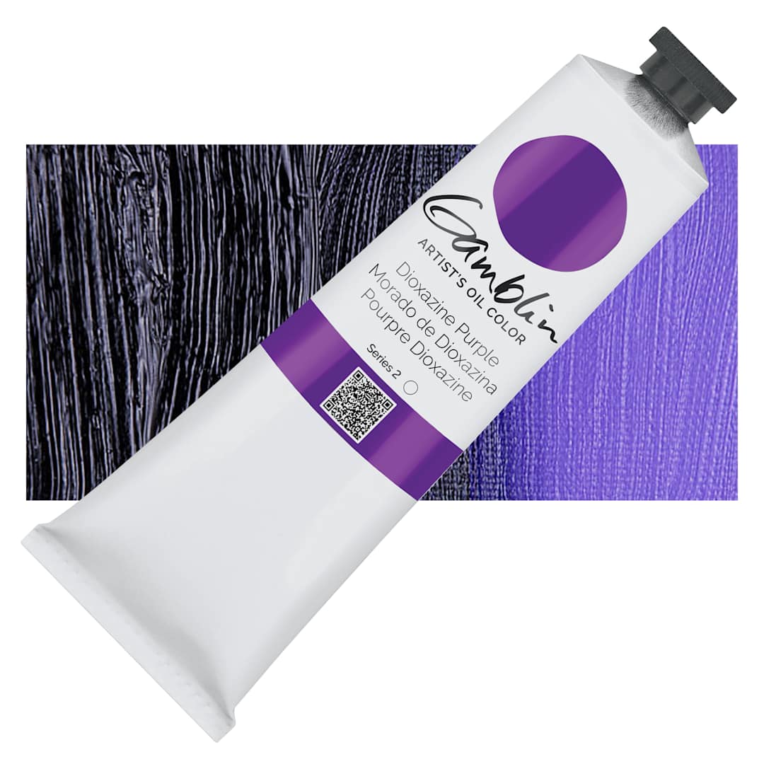 Open in modal - Gamblin Artist's Oil Color - Dioxazine Purple, 150 ml tube and swatch