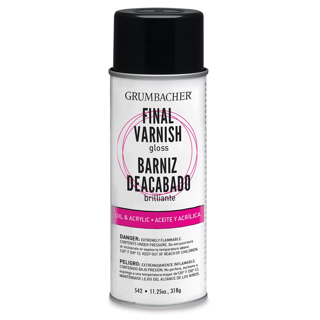 Open in modal - Grumbacher Final Varnish - Front view of 11 oz can of Gloss Varnish