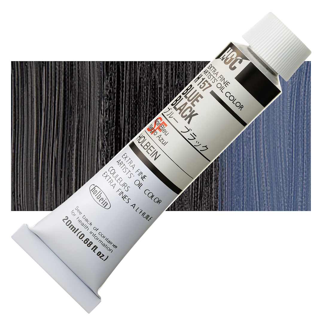 Open in modal - Holbein Artists' Oil Color - Blue Black, 20 ml tube and swatch