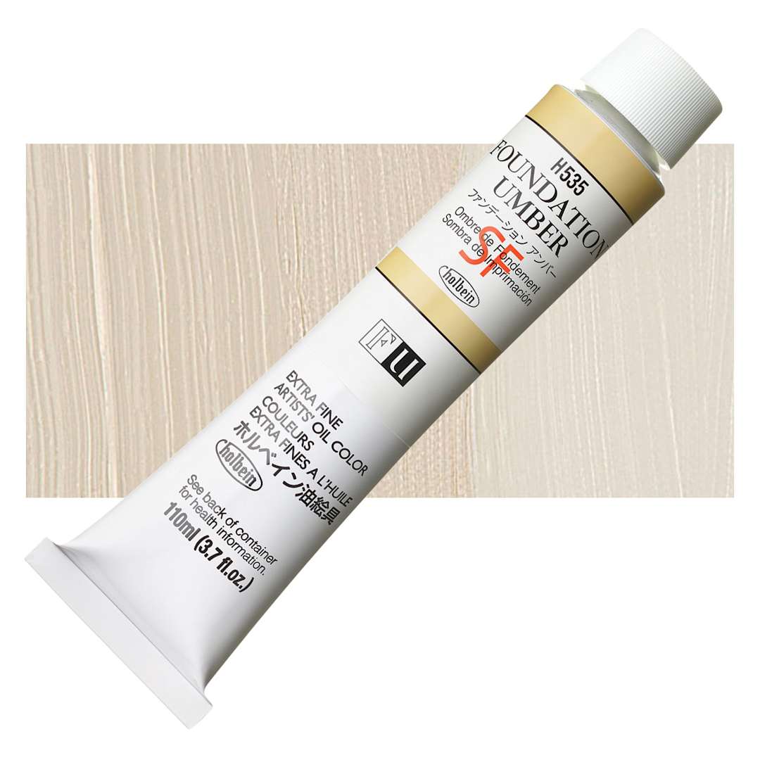 Open in modal - Holbein Artists' Oil Color - Foundation Umber, 110 ml tube and swatch