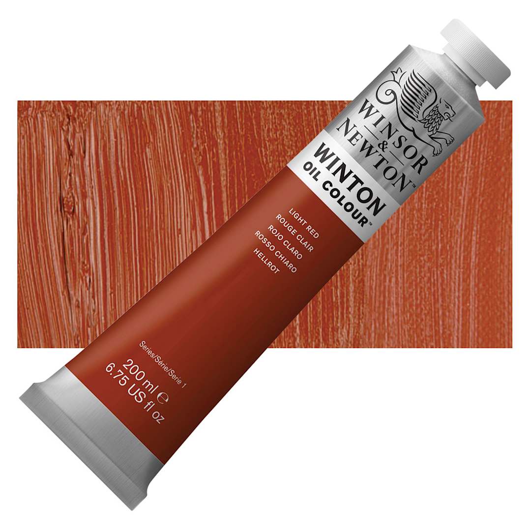 Open in modal - Winsor & Newton Winton Oil Color - Light Red, 200 ml tube and swatch