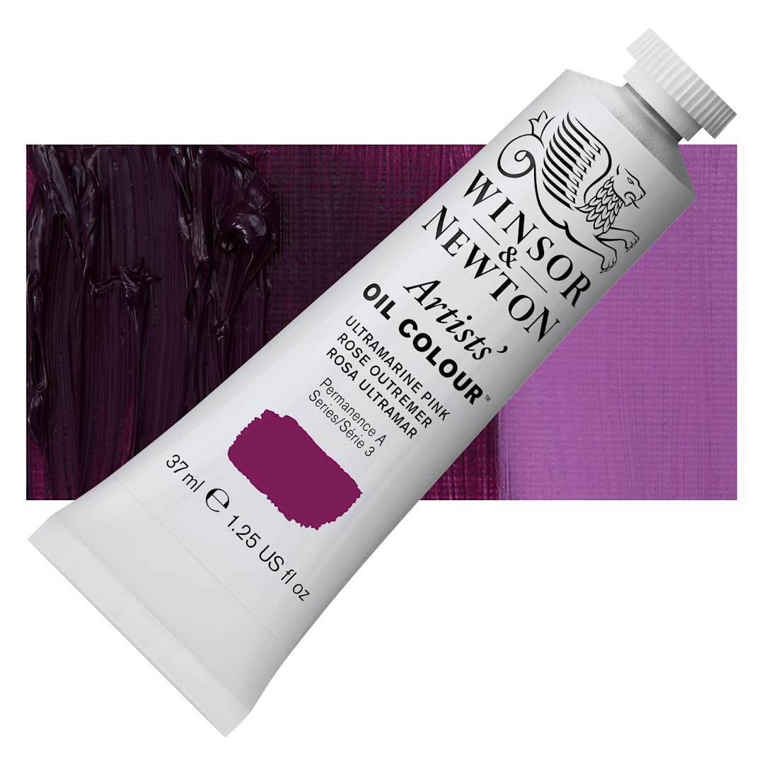 Open in modal - Winsor & Newton Artists' Oil Color - Ultramarine Pink, 37 ml tube and swatch